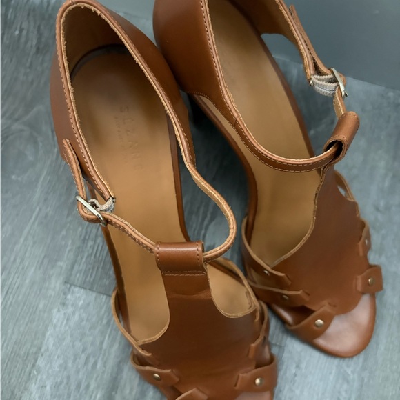 Brown Leather Sezane Heel Sandals - Like New - Size 8 - Picture 11 of 14